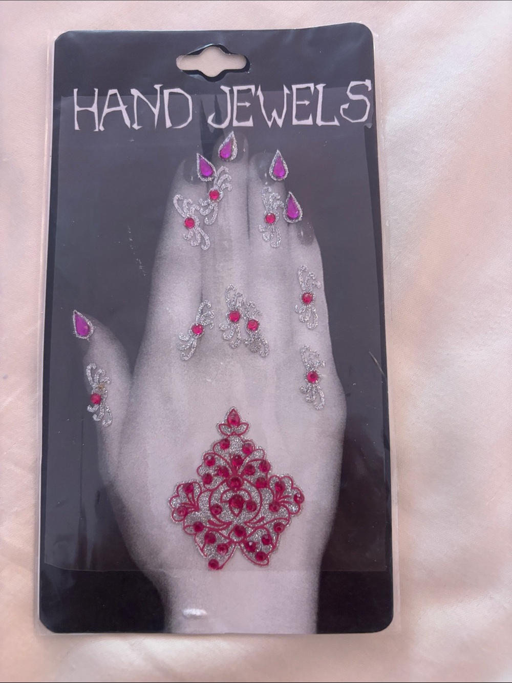 Hot Topic Pink and Silver Henna-Style Hand Jewel Stickers